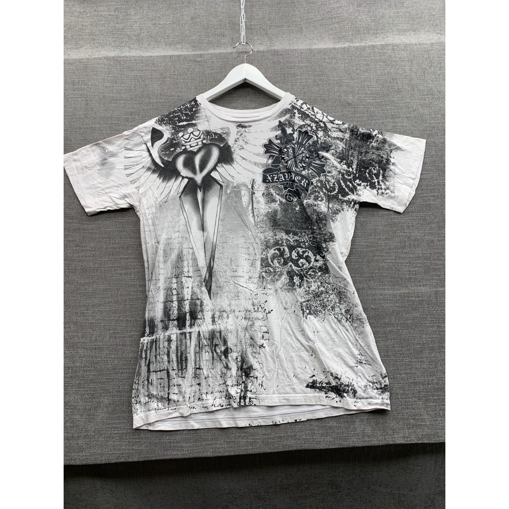 Xzavier T Shirt Mens 2XL Black White Cotton Gagger Cross Motif Striking Gothic